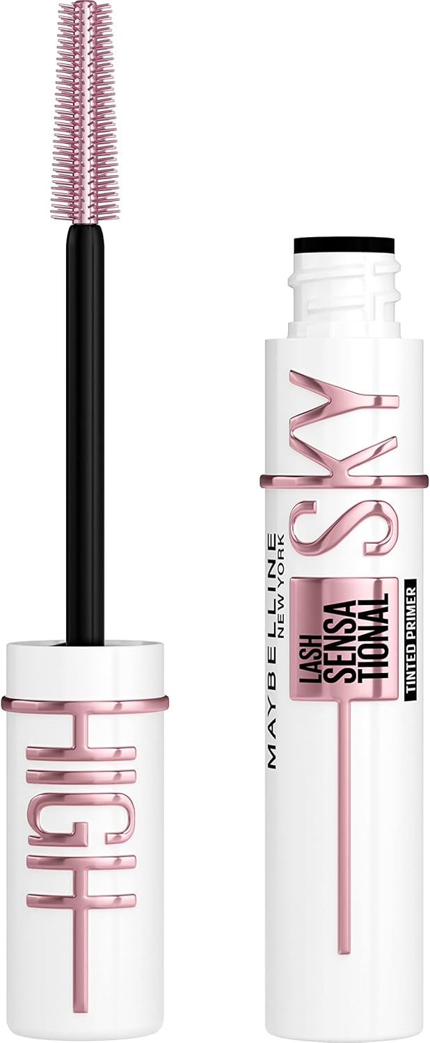 Maybelline New York Lash Sensational Sky High Serum Infused Lash Primer for Mascara, Lengthening, Thickening, Tinted and Washable Formula, Soft Black, 1 Count