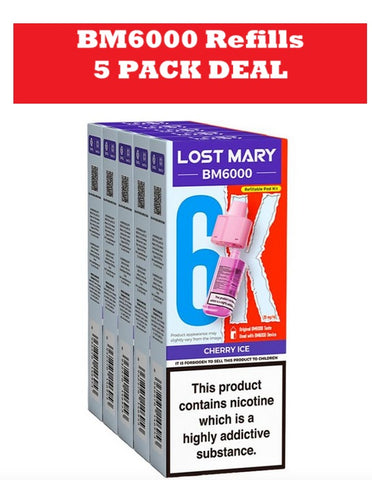 LOST MARY BM6000 REFILS Replaceable Pre-Filled 20mg 2ml PODS - 5 PACK