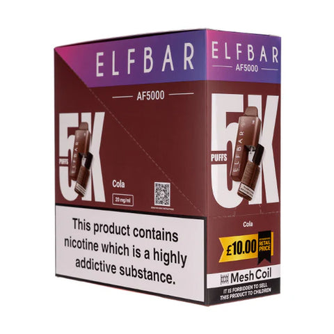 Elf Bar AF 5000 Rechargeable Vape E-Cig Legal 5000 Puffs TPD 5pcs Deal