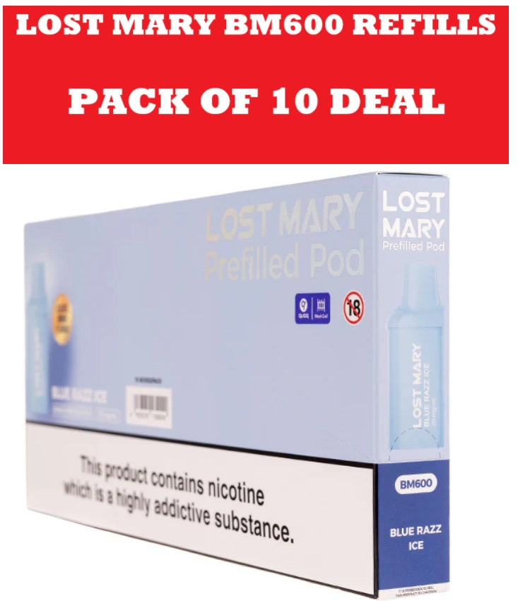 LOST MARY BM600 REFILS Replaceable Pre-Filled 20mg 2ml PODS - 20 PODS