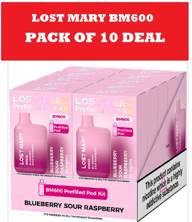 10x Lost Mary BM600 Reusable Rechargeable 20mg Vape Pod Bars | All Flavors