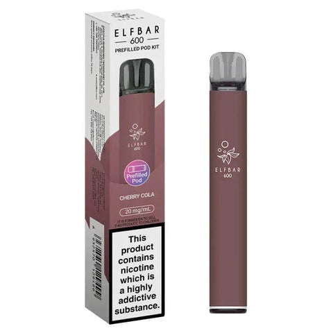 ELF BAR 600Puffs Reusable Rechargeable Vape Bars 20mg Pod Kit 2% Nic Salt All Flavours