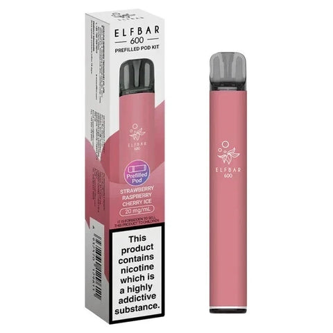 ELF BAR 600Puffs Reusable Rechargeable Vape Bars 20mg Pod Kit 2% Nic Salt All Flavours