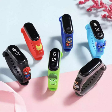 Silicon Digital LED Superhero Sport Wrist Watch boy Kid girls Birthday Xmas Gift