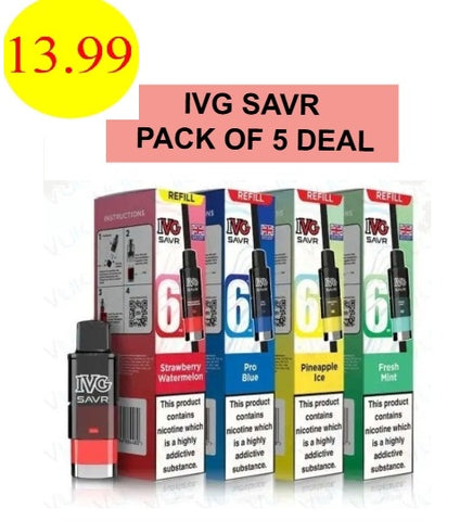 IVG Savr refills Replacement Prefilled 20mg Nic Salt Pod (5 Savr Pods Deal)