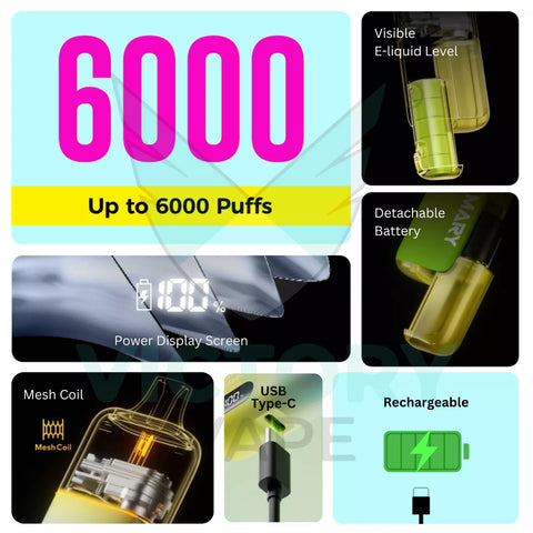 Lost Mary BM6000 Prefilled Rechargeable Reusable Vape Pod Kit | Pack of 5 | 20mg | UK Stock