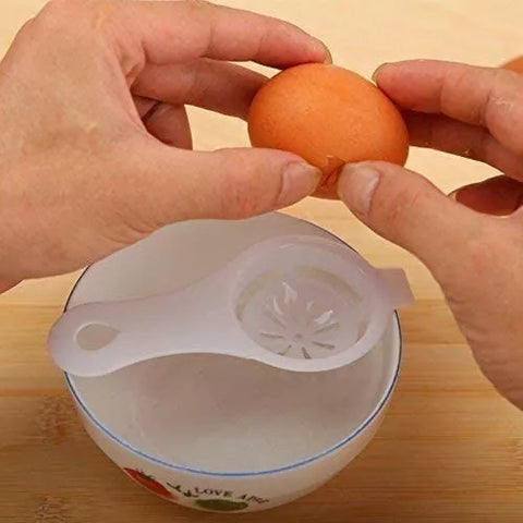 2x Kitchen White Egg Yolk Separator Tool Easy Cooking Baking Sieve Plastic PAIR