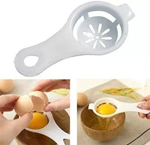 2x Kitchen White Egg Yolk Separator Tool Easy Cooking Baking Sieve Plastic PAIR