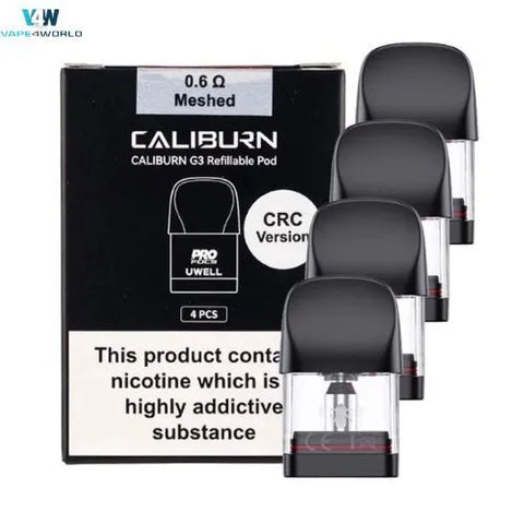 Uwell Caliburn G3 Replacement 2ml Vape Pods 0.6Ω 0.9Ω 1.2Ω -4pcs