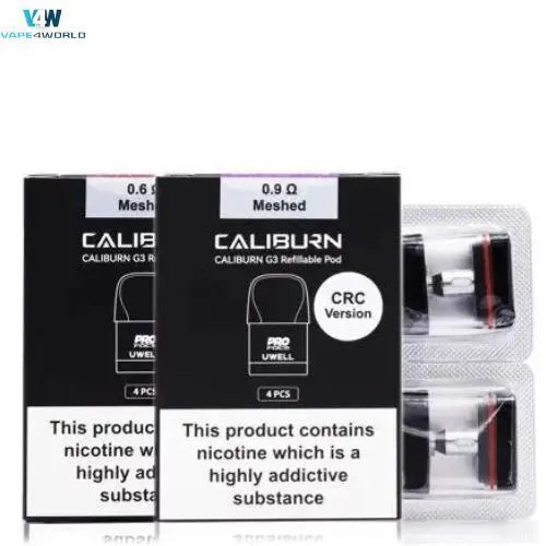 Uwell Caliburn G3 Replacement 2ml Vape Pods 0.6Ω 0.9Ω 1.2Ω -4pcs