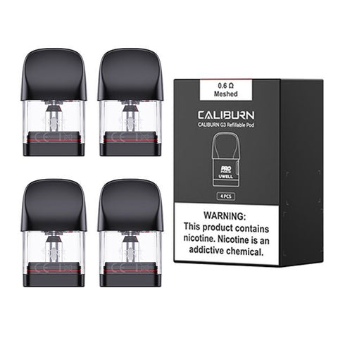 Uwell Caliburn G3 Replacement 2ml Vape Pods 0.6Ω 0.9Ω 1.2Ω -4pcs