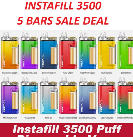 Instafill 3500 Vape pod bar - MHRA 10ml Refill Vape Pod Tpd Kit 3500 Puffs 20mg