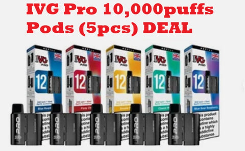 IVG Pro 12 Prefilled 20mg Nic Salt 10000puff PODs | 5pcs DEAL