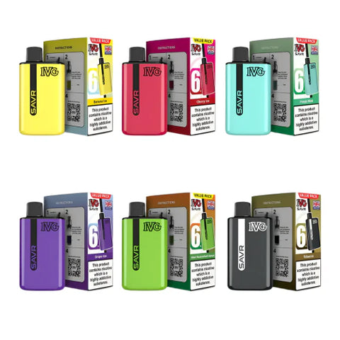 IVG Savr 650mAh 3000 Puffs Prefilled Pod 20mg Nic Salt Savr Device Kit (5 Savr Kit Deal)