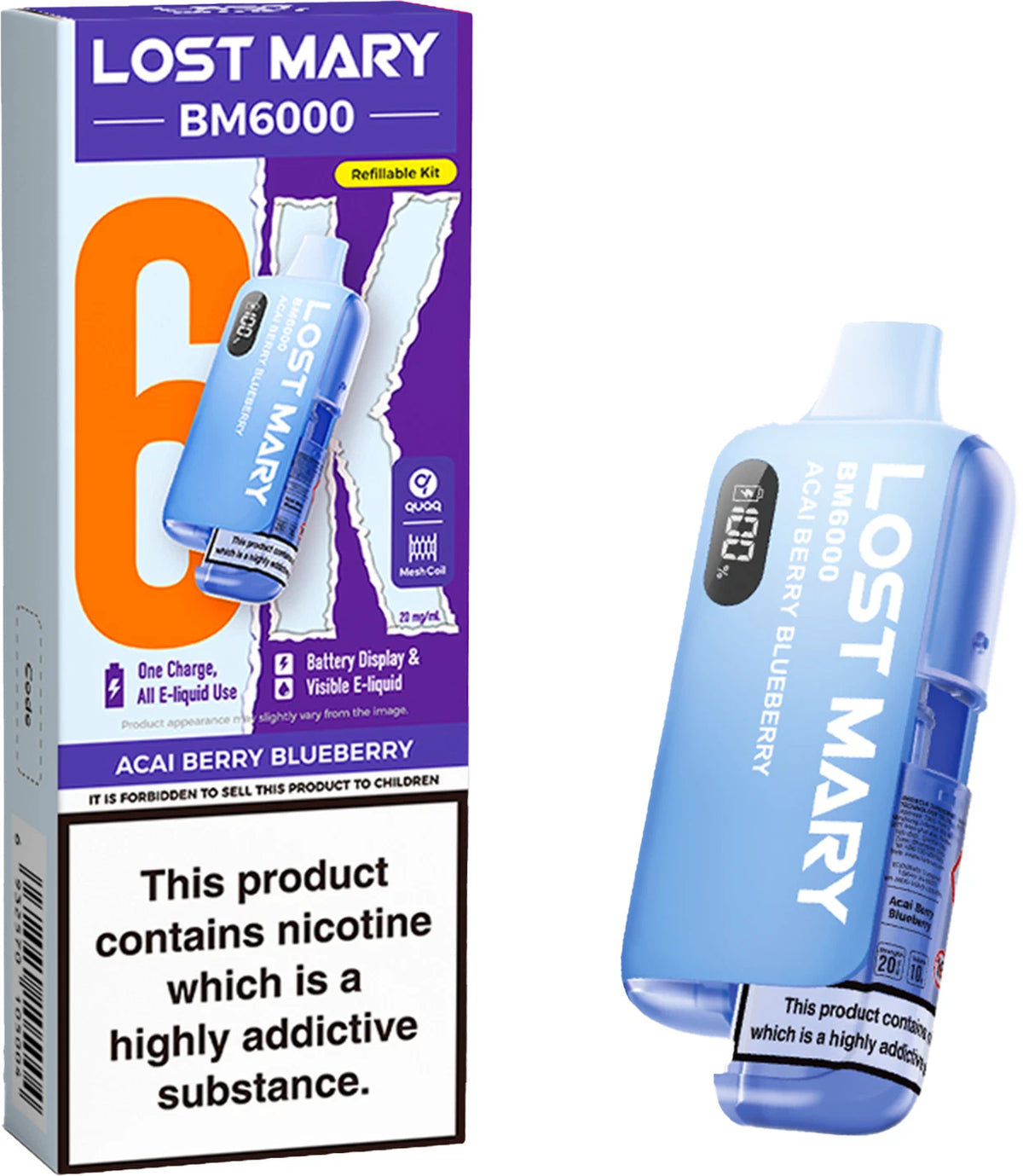 Lost Mary BM6000 Rechargeable Vape Kit | Pack of 5 | 20mg | UK Stock