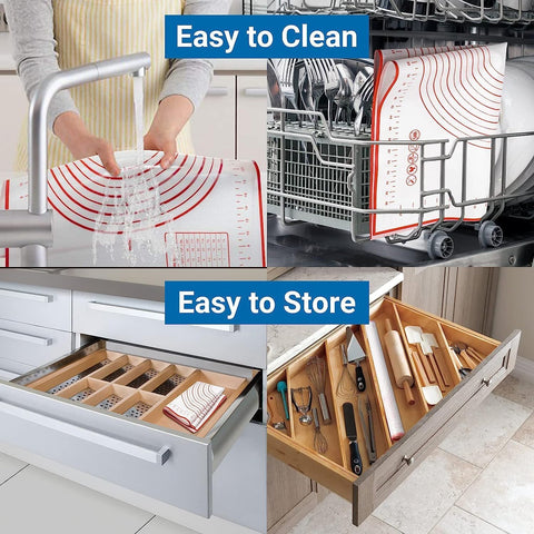 Baking Kneading Pastry NonStick Food Grade Silicone Dough Rolling Mat 60x40 CM