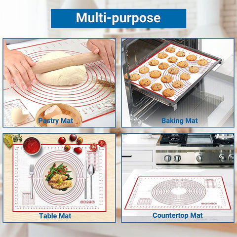 Baking Kneading Pastry NonStick Food Grade Silicone Dough Rolling Mat 60x40 CM