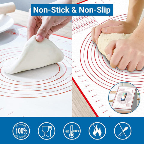 Baking Kneading Pastry NonStick Food Grade Silicone Dough Rolling Mat 60x40 CM
