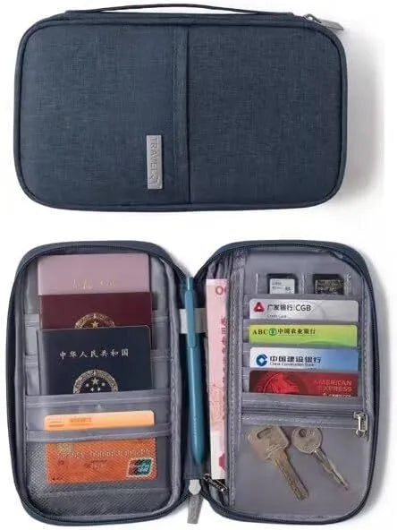 Family Passport Card Holder Waterproof Travel Document Organizer Multipockets