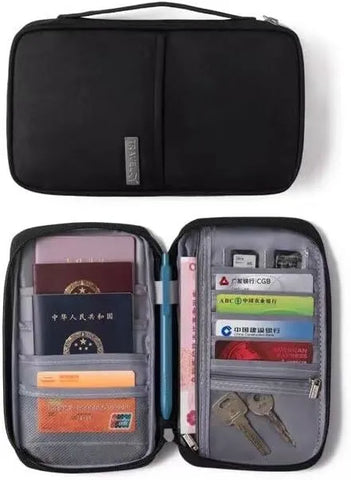 Family Passport Card Holder Waterproof Travel Document Organizer Multipockets