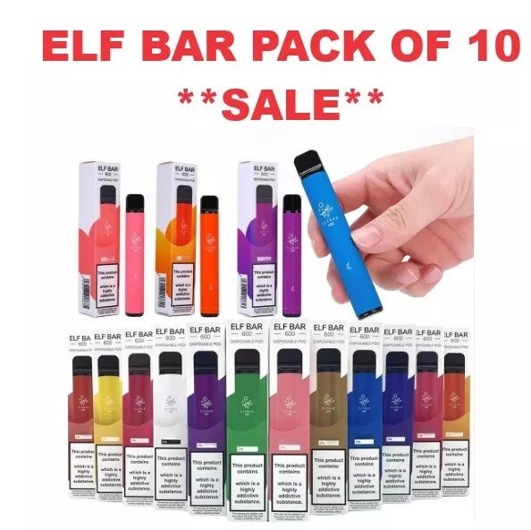 10x ELF Bar V1 V2 Elfa Pro Lost Mary BM QM600 Vape POD BARs 2ml 2% Nic Salt Ecigs