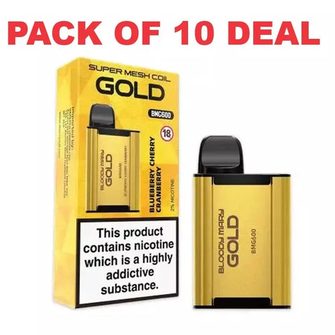 10x BLOODY MARY GOLD Disposable Vape like Lost Mary BARS TPD 20mg Nic Salt Bars