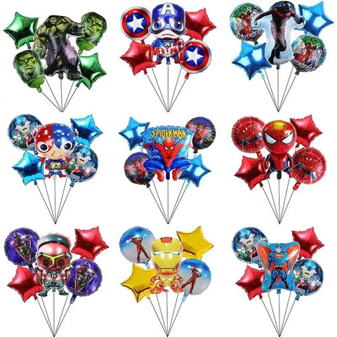 Self Stand 3d Superhero Foil Large Balloon |5pcs balloon set | Birthday banners