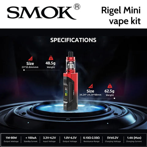 SMOK Rigel Mini 80W Vape Ecig Kit 2ml TFV9 Mini Tank - CLEARANCE All 5 colors UK