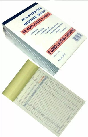 10 PC INVOICE BOOK 50 DUPLICATE FORMS ALL PURPOSE INVOICE BOOK