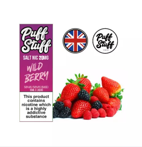 5x 10ml Puff Stuff Premium UK Made E-Liquid TPD E-Juice 50/50 PG/VG 0 3 12 18mg