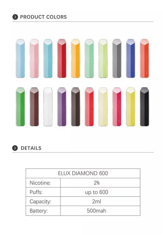 10x ELUX Legend SOLO / ELUX / ELUD MINI Vape Pen BARS 2mg/ml 600 Vape BAR
