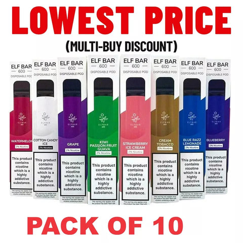10x ELF Bar V1 V2 Elfa Pro Lost Mary BM QM600 Vape POD BARs 2ml 2% Nic Salt Ecigs