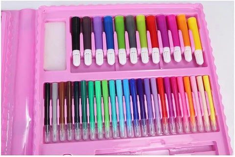 208 Pcs Kids Art Drawing Color paint set Trifold Easel, Oil Pastels, Crayons Set