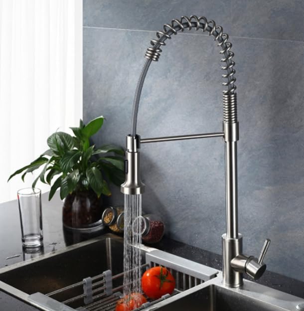 Kitchen Sink Mixer Pull Down Sprayer Single Lever Spray Faucet 360° Swivel Tap