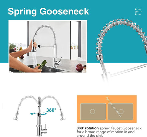 Kitchen Sink Mixer Pull Down Sprayer Single Lever Spray Faucet 360° Swivel Tap