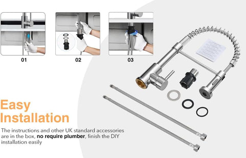 Kitchen Sink Mixer Pull Down Sprayer Single Lever Spray Faucet 360° Swivel Tap