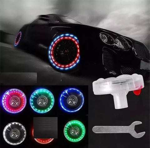 Car Wheel Light Solar Energy Motion Sensor LED Flashing Colorful Gas Nozzle ligh