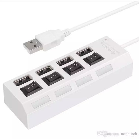 4 Ports Usb Port Hi-speed USB2.0 480Mbps On/Off Switch Portable USB Splitter hub