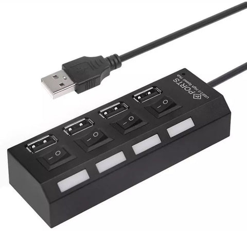 4 Ports Usb Port Hi-speed USB2.0 480Mbps On/Off Switch Portable USB Splitter hub