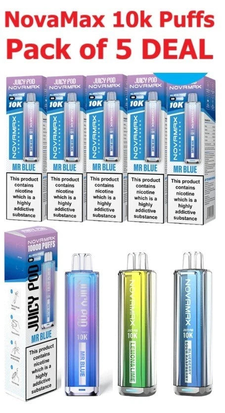 Juicy Pod NovaMax 10K Prefilled 2000mAh 10k Puffs Vape Pod Kit| 5 Pack SALE DEAL