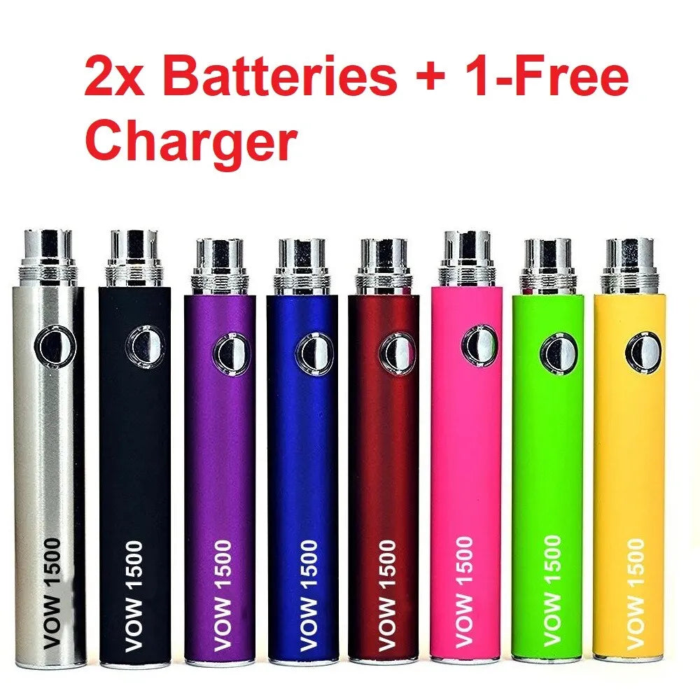 2x VOW Upgraded Vape Pen Ego 510 thread Ecigarette Batteries + Charger